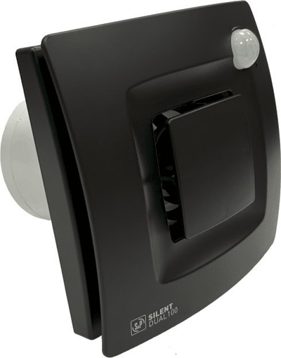 Ventilator banjo S&amp;P SILENT DUAL 100, me sensor lëvizje dhe lagështie, IP45, i zi mat