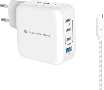Karikues USB Conceptronic ALTHEA, 100W GaN, 4 porta PD QC 3.0, i bardhë