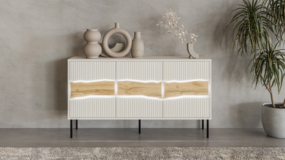 Kredencë Cama Meble INSERTO 3D FELLINI, 143.5x40x80cm, me LED, ngjyrë cashmere dru