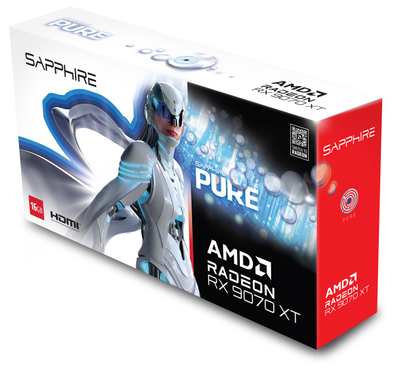 Графичка картичка Sapphire AMD Radeon RX 9070 XT PURE, 16GB GDDR6, ARGB, бела