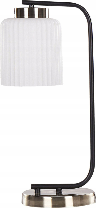 Lampë tavoline Beliani Caudelo, metal, këmbë e zezë, abazhur i bardhë