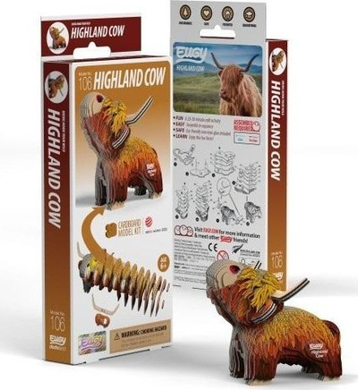 Puzzle 3D Eugy Highland Cow, 34 copa, ekologjik, shumëngjyrësh