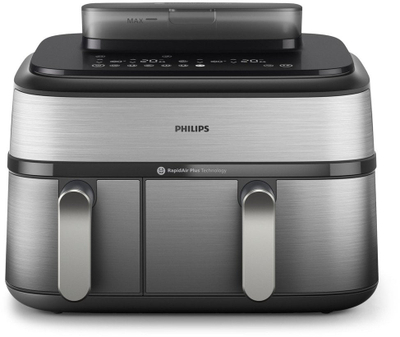 Fritezë me ajër Philips 3000 Series NA555/00, dy shporta, 9 L, 2750 W, e zezë