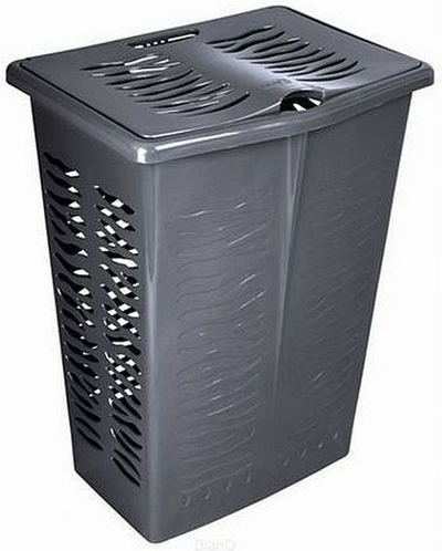 Shportë rrobash BranQ Zebra, 42L, me kapak, gri e errët