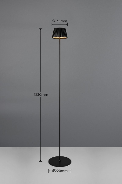 Llampë dyshemeje Reality Leuchten Suarez, LED, 123 cm, metal, e zezë
