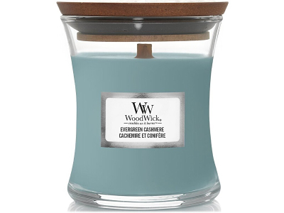 Qiri aromatik WoodWick Evergreen Cashmere, 85 g
