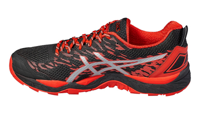 Патики за трчање Asics Gel-FujiTrabuco 5 за мажи, планински терен, црни со црвено
