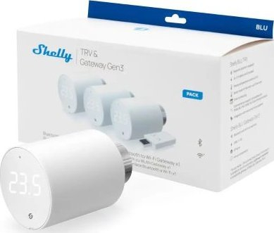 Valvul termostatike Shelly BLU TRV 3, 3x smart, Wi-Fi dhe BLE, e bardhë