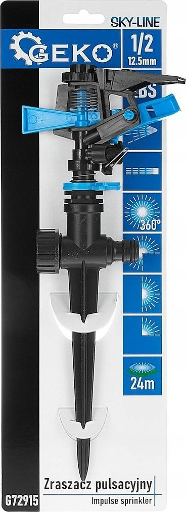 Sprinkler pulsues GEKO SKY-LINE, 1/2", rreze 24m, i zi e blu