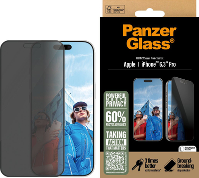 Заштита за екран PanzerGlass Privacy за iPhone 16 Pro, Ultra-Wide Fit, проѕирна