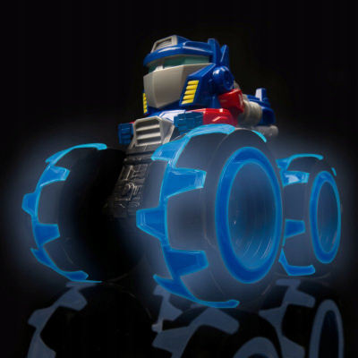 Lodër kamionçinë Transformers Monster Treads Optimus Prime, rrota me drita, 23cm, blu e kuqe