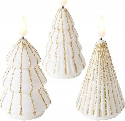 Декоративна свеќа Boltze Home TORIS, форма елка, LED, 12 cm, златна боја