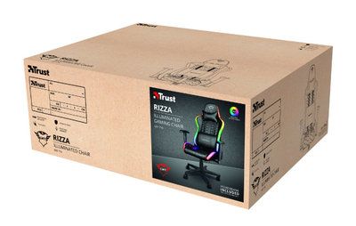 Karrige lojërash Trust GXT 716 Rizza, me ndriçim RGB, deri 150kg, e zezë