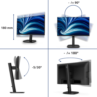 Monitor Philips 3000 Series 24B2N3200D, 24.1", WUXGA 1920 x 1200, i zi