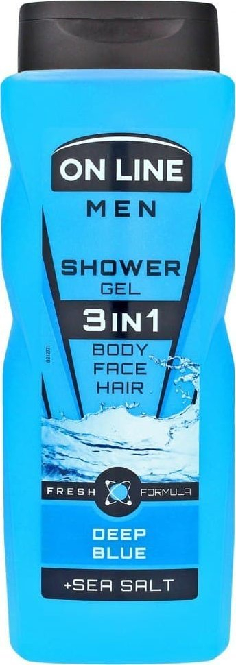 Гел за туширање On Line Men 3in1 Deep Blue, за тело, лице и коса