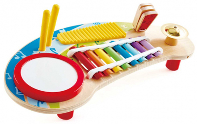 Set muzikor druri Hape Mighty Mini Band, instrumente për kalamajt, me bojra nga të gjitha ngjyrat