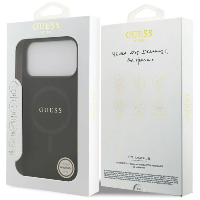 Kapak telefoni Guess Saffiano Classic Logo MagSafe, për iPhone 17 Pro Max, i zi