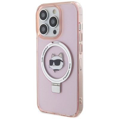 Futrollë telefoni Karl Lagerfeld KLHMP15XHMRSCHP për iPhone 15 Pro Max, me MagSafe, rozë