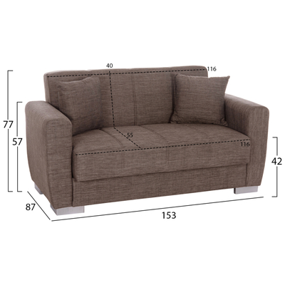 Divan-krevat HM3241.02, 2-vendësh, 150x84x88cm, bezhë