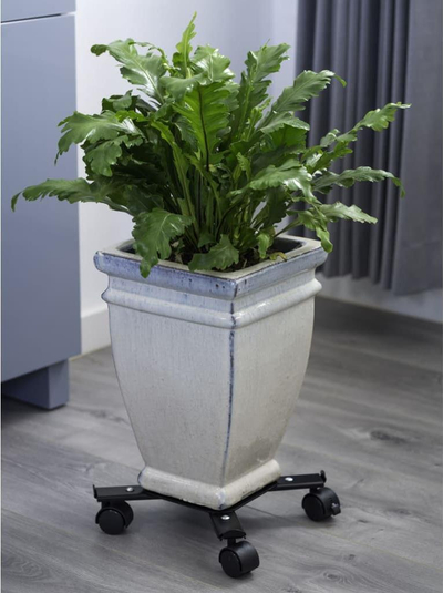 Држач со тркала за саксии Nature Adjustable, метален, до 100kg, црн