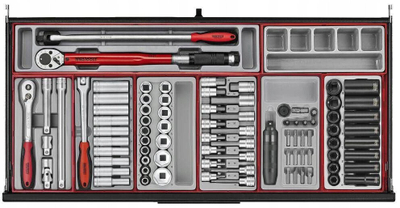 Karrocë veglash Teng Tools TKW37B1008T PRO35TM, set 1008 pjesë, 8 sirtarë, e zezë