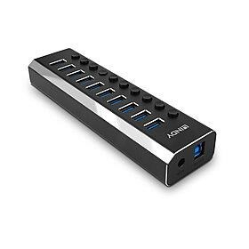 Qendër USB Lindy, 10 porte, 3.0, 5 Gb/s, e zezë