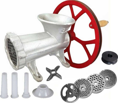 Рачна мелница за месо NŻ59 Meat Grinder 32, со цевка за полнење, метална