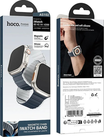 Rrip për Apple Watch Hoco AS102, 38 40 41 mm, silikoni, blu me gri