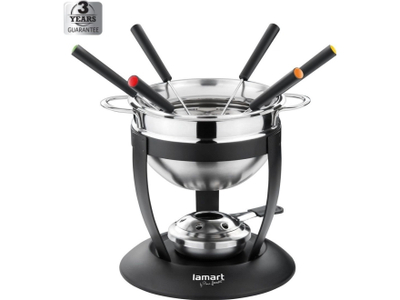 Set pajisje gatimi për fondue Lamart Siers LT7031, 10 copë, të argjendta