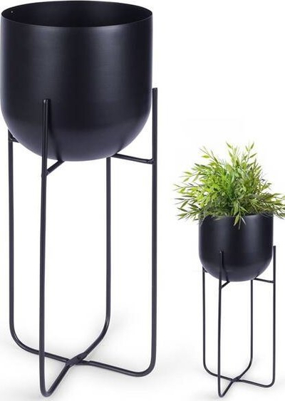Mbajtëse dekorative për vazo Vilde Flowerpot Flower Stand, metal, 42 cm, e zezë