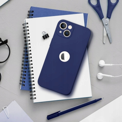 Kapak telefoni Forcell Soft për iPhone 15, silikon i butë, mat, blu navy