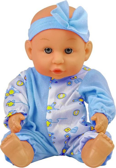 Kukull bebe Lean Sport Baby Doll, 24 cm, me biberon dhe vazon e WC-së, blu