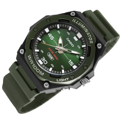 Ora dore Casio MW620H-3A, rezistencë ndaj ujit 100m, LED, jeshile