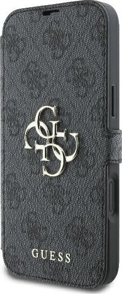 Kapak telefoni Guess 4G Metal Logo, për iPhone 16 Plus 6.7", tip libër, i zi