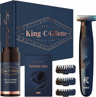 Set për rruajtje Gillette King C, Makinë rroje + Krem hidratues për lëkurë 100 ml + Peshqir