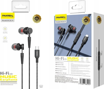 Kufje in-ear PAVAREAL M10C-R, USB-C, me mikrofon, ngjyrë e zezë
