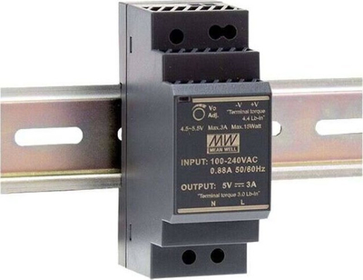 Furnizim energjie DIN rail Mean Well HDR-30-5, 5V 3A, për Raspberry Pi, gri