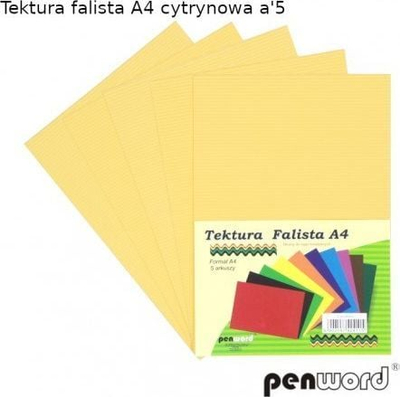 Karton i valëzuar Penword A4, set me 5 fletë, ngjyrë limoni