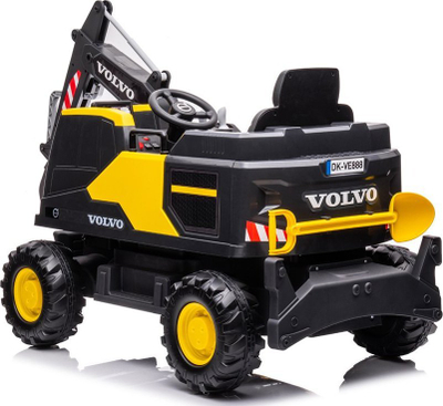 Eskavator me bateri Volvo PA0283, makinë lodër ku hip kalamaja, me telekomandë, i verdhë me të zi