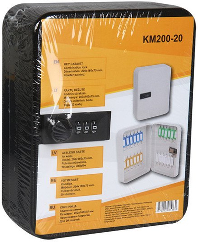 Kuti për çelësa Key Box KM200-20, 20 çelësa, 16x20x7.5 cm, e zezë