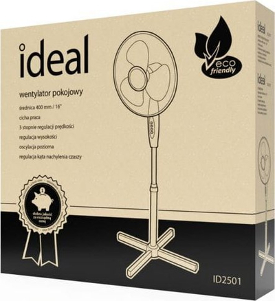Ventilator në këmbë Ideal ID2501, 45W, diametër 40 cm, i bardhë