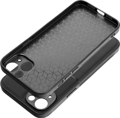 Këllëf telefoni Forcell Noble për iPhone 15 Plus, fleksibël, antishok, i zi