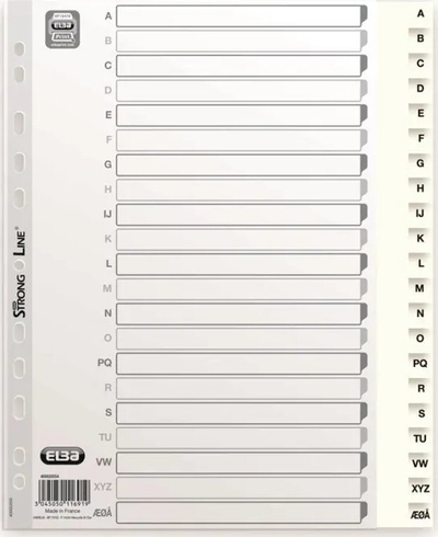 Ndarës dosjeje Elba Strong Line Basic Index, A4, PP, A Z, i bardhë