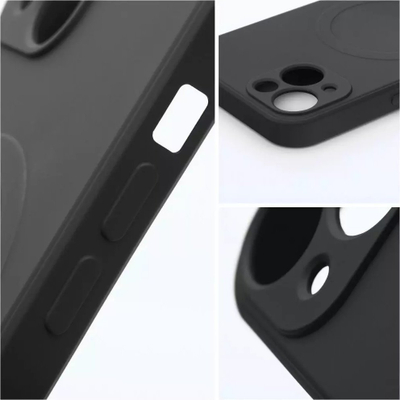 Mbulesë silikoni për telefon iPhone 14, MagSafe, e zezë mat