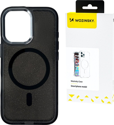 Këllëf telefoni Wozinsky Glitter MagSafe, Samsung Galaxy S25, TPU, i zi me shkëlqim