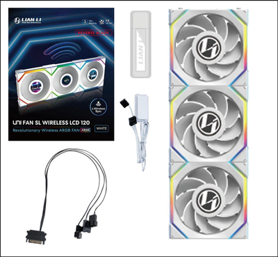 Ventilator PC Lian Li UNI FAN SL Wireless Reverse Blade LCD 120mm, ARGB PWM, i bardhë