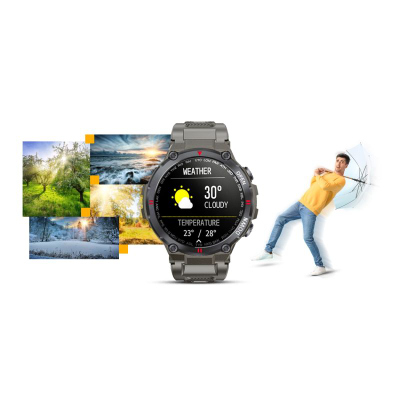 Smartwatch Giewont GW430 2, ekran me ngjyra, mat rrahjet e zemrës, gri
