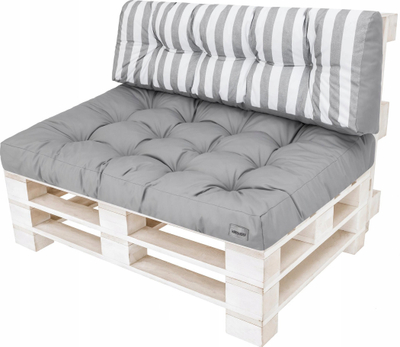 Set jastëkësh për divan paletash HOBBYGARDEN LEO, 120x80 cm, material Oxford, gri me vija të bardha