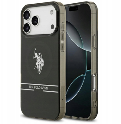 Futrollë MagSafe U.S. Polo DH Bottom Stripe Logo për iPhone 17 Pro Max, plastike, i zi