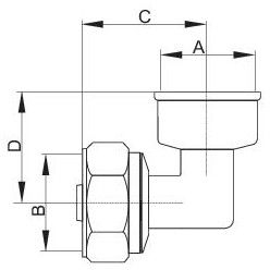 Kënd lidhës PEX Strong Alupex, 16mm, 3/4" F, bronzi